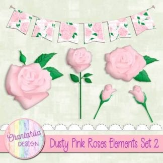 dusty pink roses elements