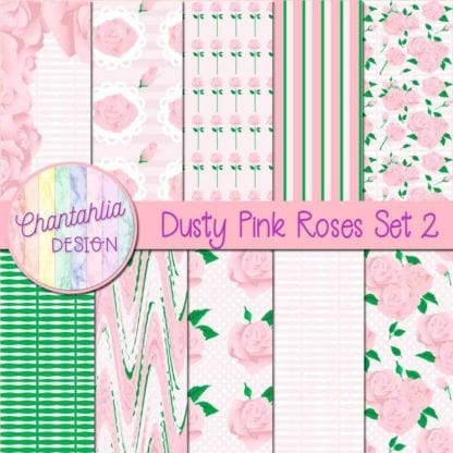 dusty pink roses digital papers