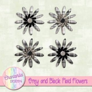 grey and black plaid flowers