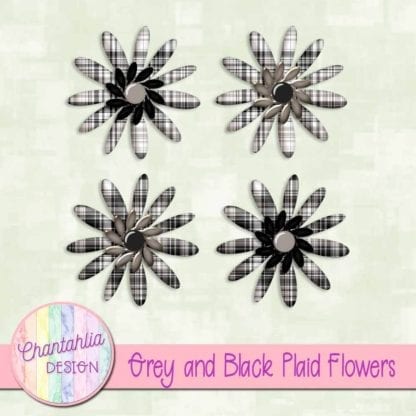 grey and black plaid flowers