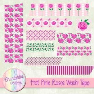 hot pink roses washi tape