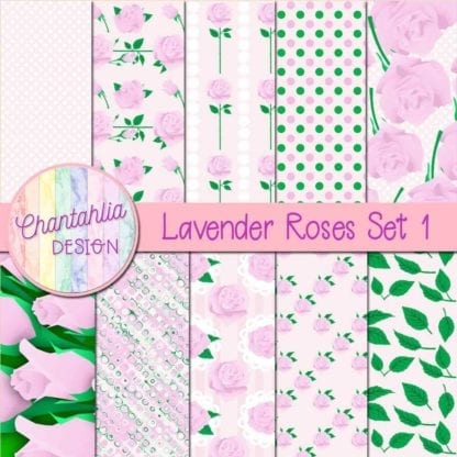 lavender roses digital papers