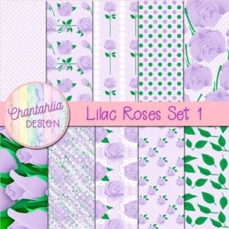 lilac roses digital papers