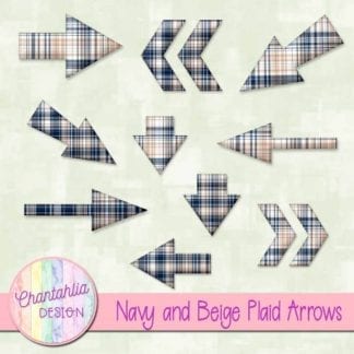 navy and beige plaid arrows