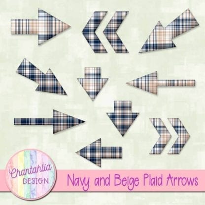 navy and beige plaid arrows