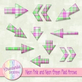neon pink and neon green plaid arrows