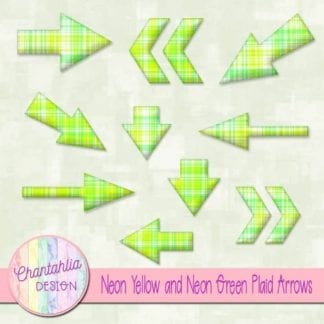 neon yellow and neon green plaid arrows