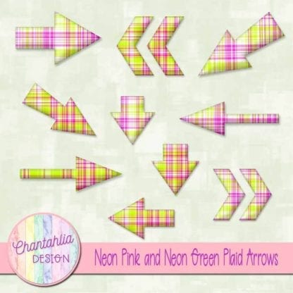 neon yellow and neon pink plaid arrows