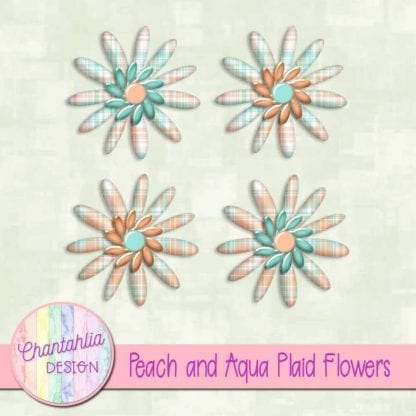peach and aqua plaid flowers