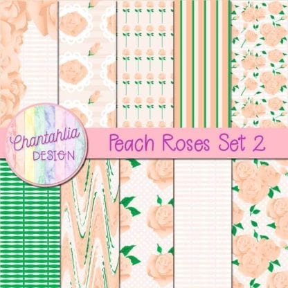 peach roses digital papers