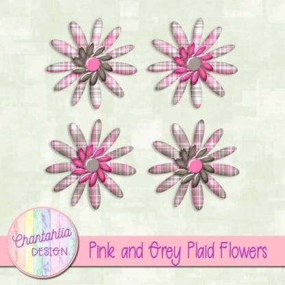 pink and grey plaid flowers