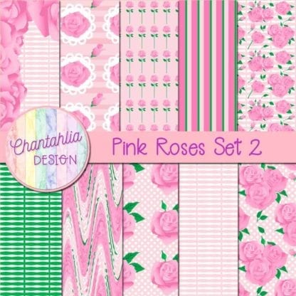 pink roses digital papers