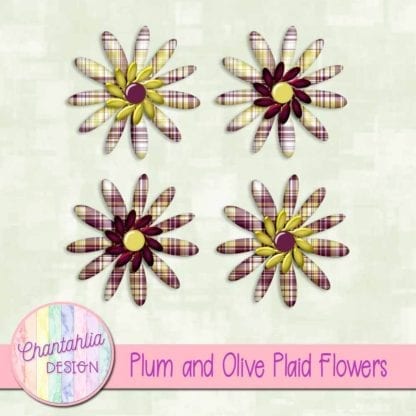 plum and olive plaid flowers