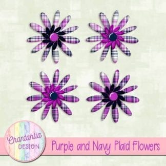 purple and navy plaid flowers