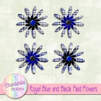 royal blue and black plaid flowers