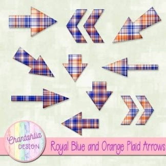 royal blue and orange plaid arrows