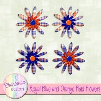 royal blue and orange plaid flowers
