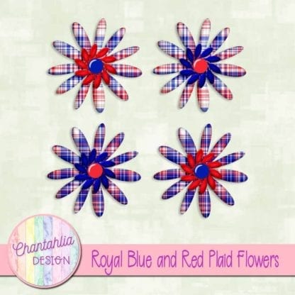 royal blue and red plaid flowers