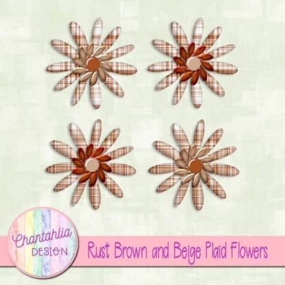 rust brown and beige plaid flowers