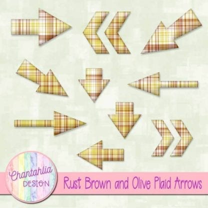 rust brown and olive plaid arrows