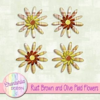 rust brown and olive plaid flowers