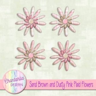 sand brown and dusty pink plaid flowers