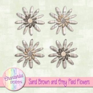 sand brown and grey plaid flowers