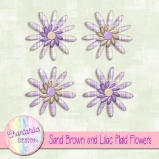 sand brown and lilac plaid flowers