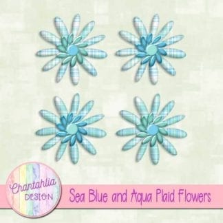 sea blue and aqua plaid flowers