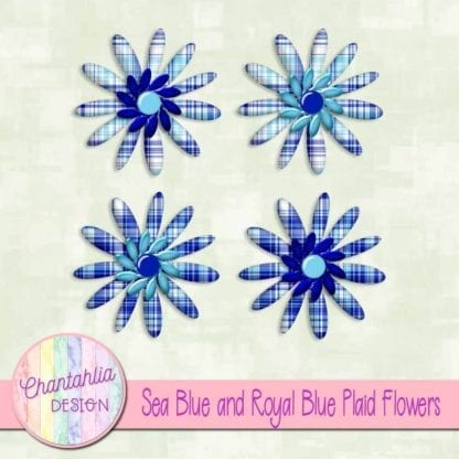 sea blue and royal blue plaid flowers