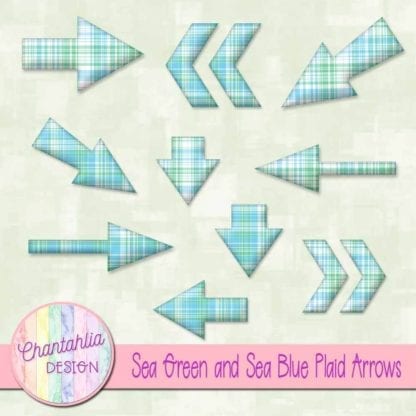 sea green and sea blue plaid arrows