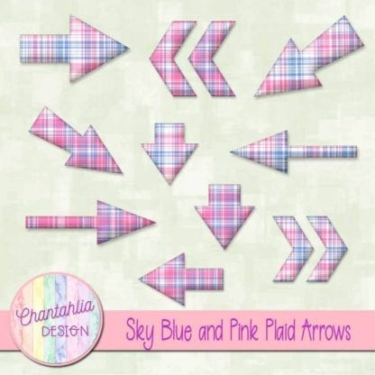 sky blue and pink plaid arrows