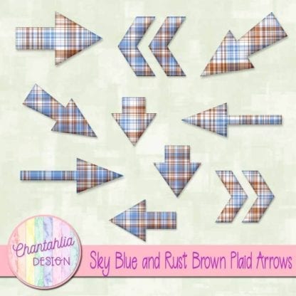 sky blue and rust brown plaid arrows