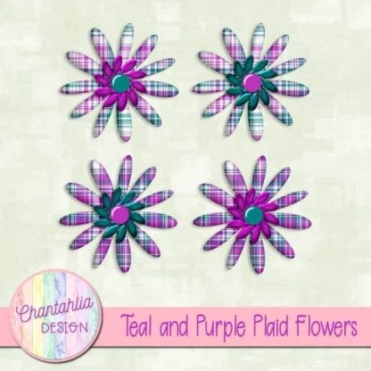teal and purple plaid flowers