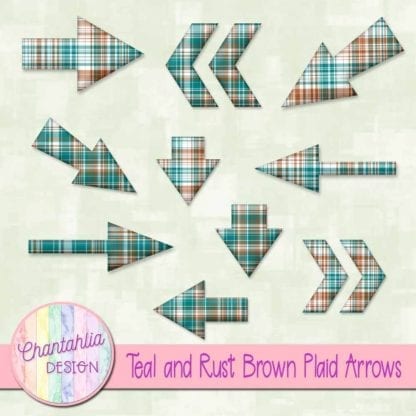 teal and rust brown plaid arrows