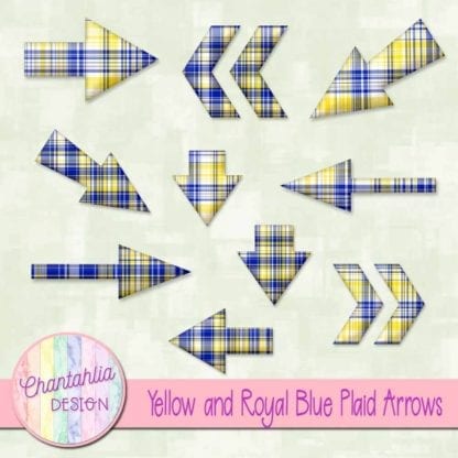 yellow and royal blue plaid arrows