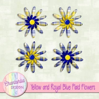 yellow and royal blue plaid flowers