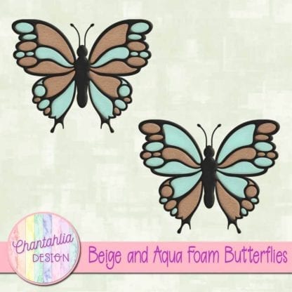 free beige and aqua foam butterflies