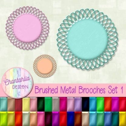 free brushed metal brooches design elements
