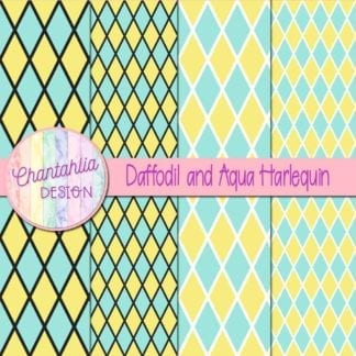 free daffodil and aqua harlequi digital papers