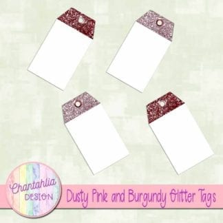 free dusty pink and burgundy glitter tags