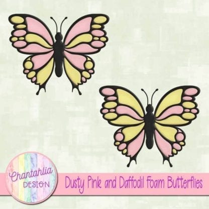 free dusty pink and daffodil foam butterflies