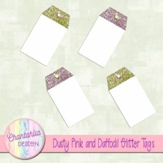 dusty pink and daffodil glitter tags