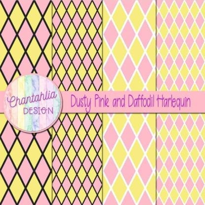 free dusty pink and daffodil harlequin digital papers