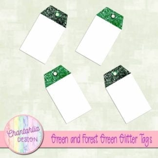 green and forest green glitter tags