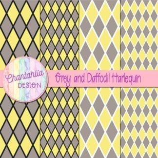 grey and daffodil harlequin digital papers