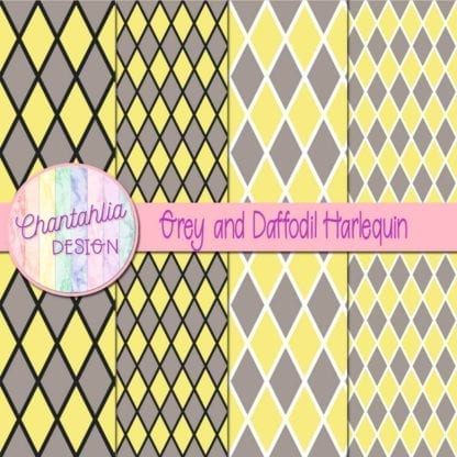 grey and daffodil harlequin digital papers