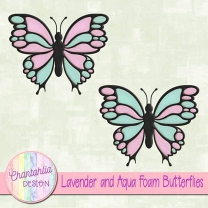 free lavender and aqua foam butterflies