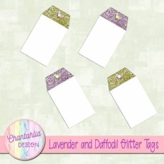 lavender and daffodil glitter tags