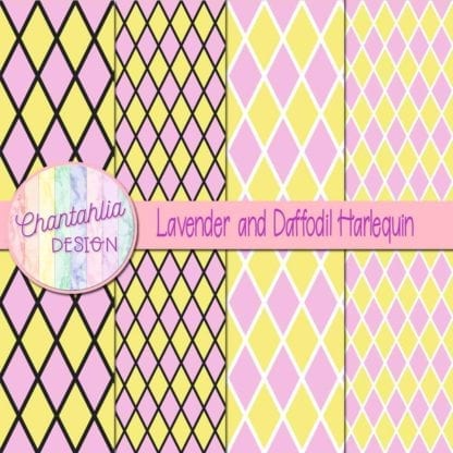 free lavender and daffodil harlequin digital papers